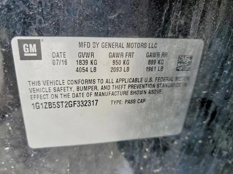 2016 CHEVROLET MALIBU LS  