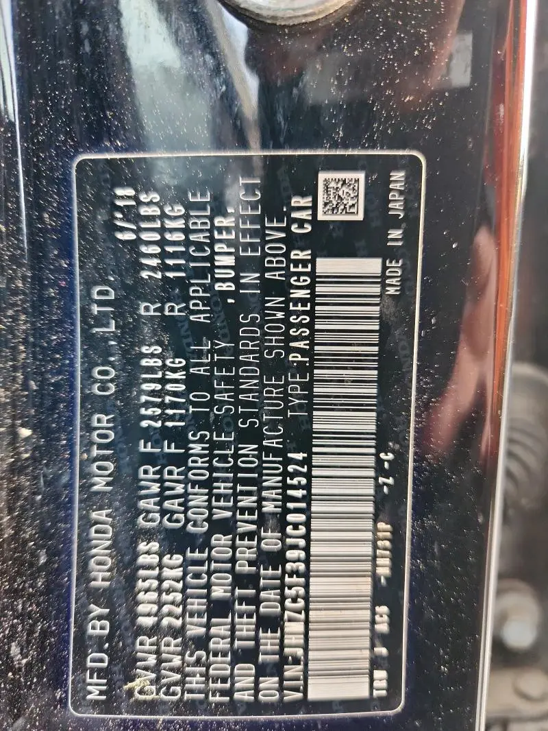 2018 HONDA CLARITY TOURING  