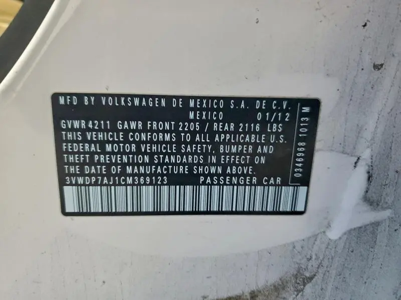 2012 VOLKSWAGEN JETTA SE  