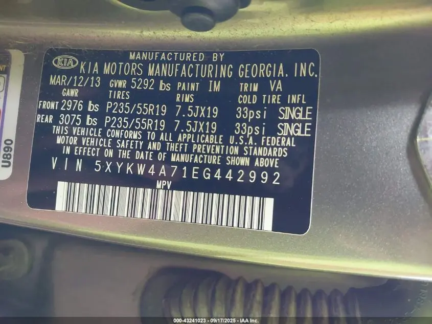 2014 KIA SORENTO LIMITED V6