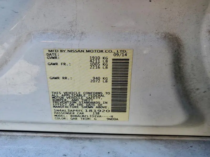 2015 NISSAN ALTIMA 2.5  