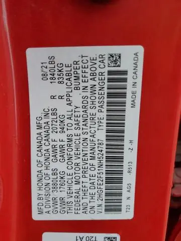 2022 HONDA CIVIC SPORT  