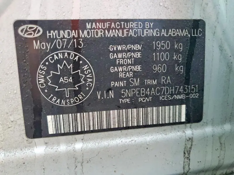 2013 HYUNDAI SONATA GLS  