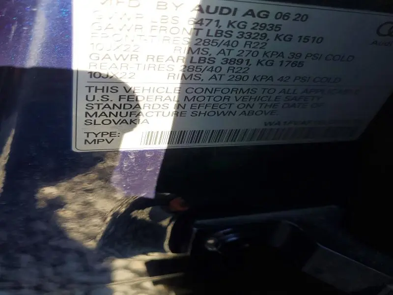 2020 AUDI Q8 PRESTIGE S-LINE  