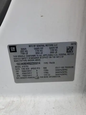 2016 CHEVROLET SILVERADO K1500 LT  