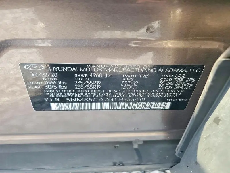 2020 HYUNDAI SANTA FE LIMITED 2.0T  