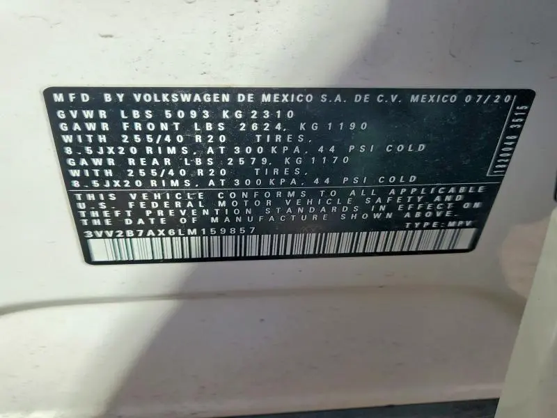 2020 VOLKSWAGEN TIGUAN SE  