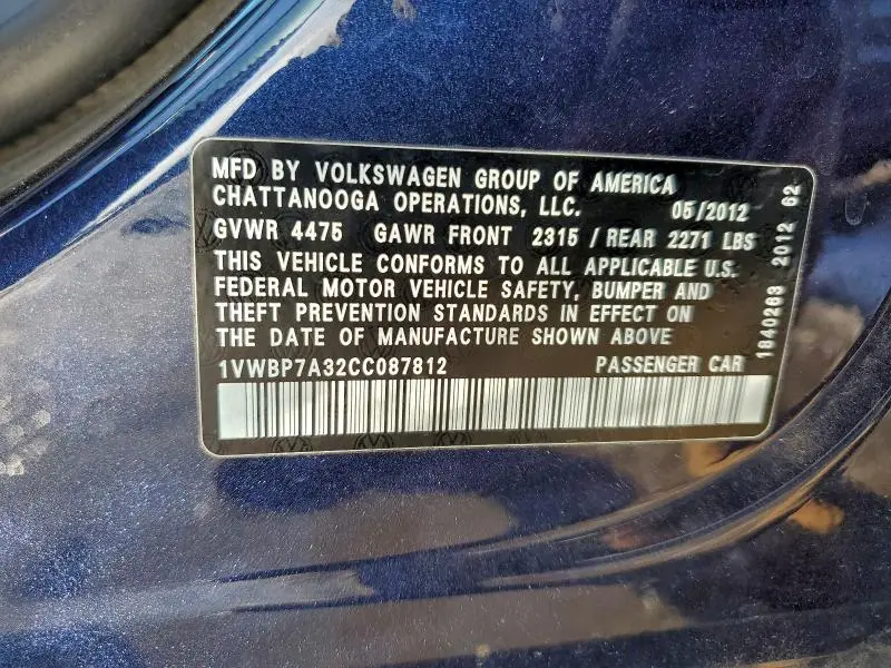 2012 VOLKSWAGEN PASSAT SE  