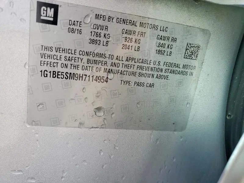 2017 CHEVROLET CRUZE LT  