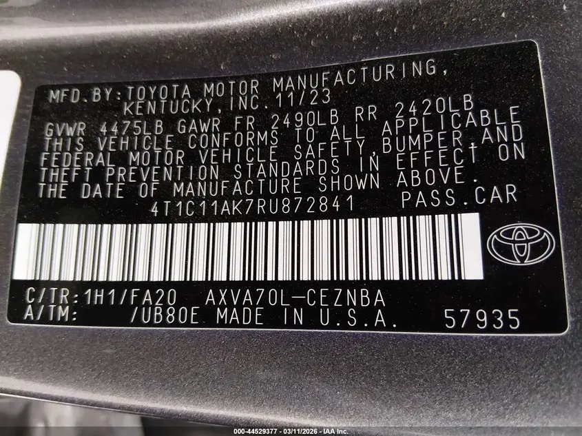 2024 TOYOTA CAMRY LE