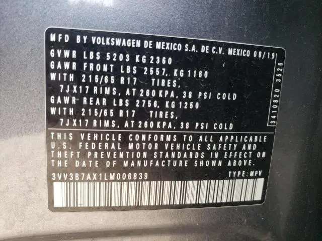 2020 VOLKSWAGEN TIGUAN SE  