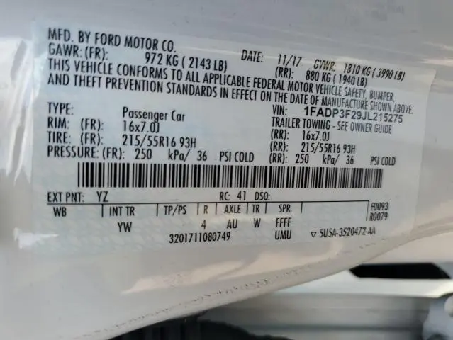 2018 FORD FOCUS SE  