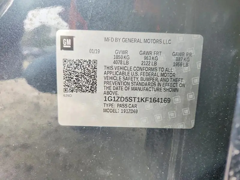 2019 CHEVROLET MALIBU LT  