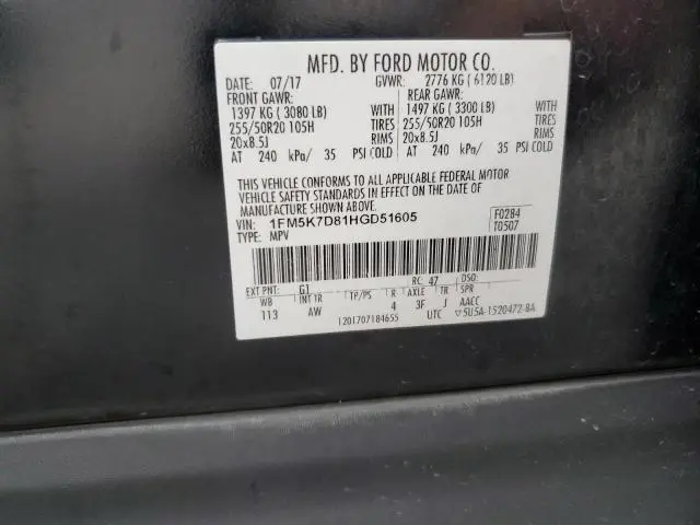 2017 FORD EXPLORER XLT  