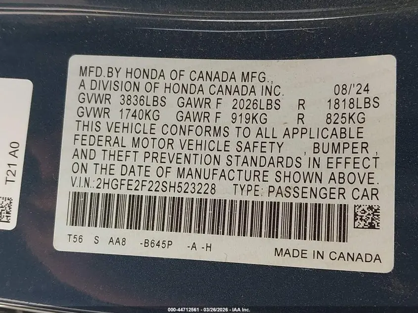2025 HONDA CIVIC LX