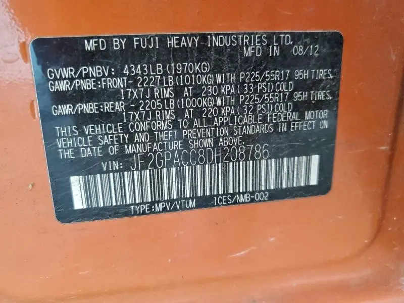 2013 SUBARU XV CROSSTREK 2.0 PREMIUM  