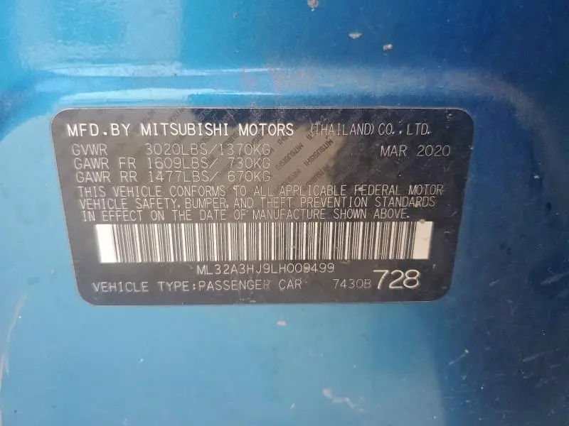 2020 MITSUBISHI MIRAGE ES  