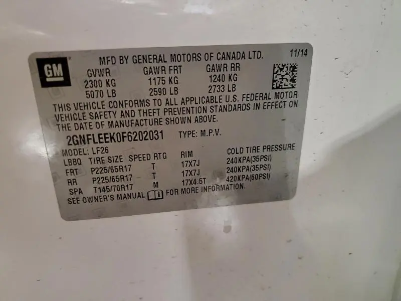 2015 CHEVROLET EQUINOX LS  