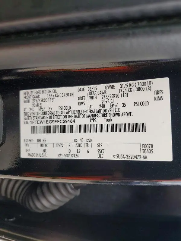 2015 FORD F150 SUPERCREW  