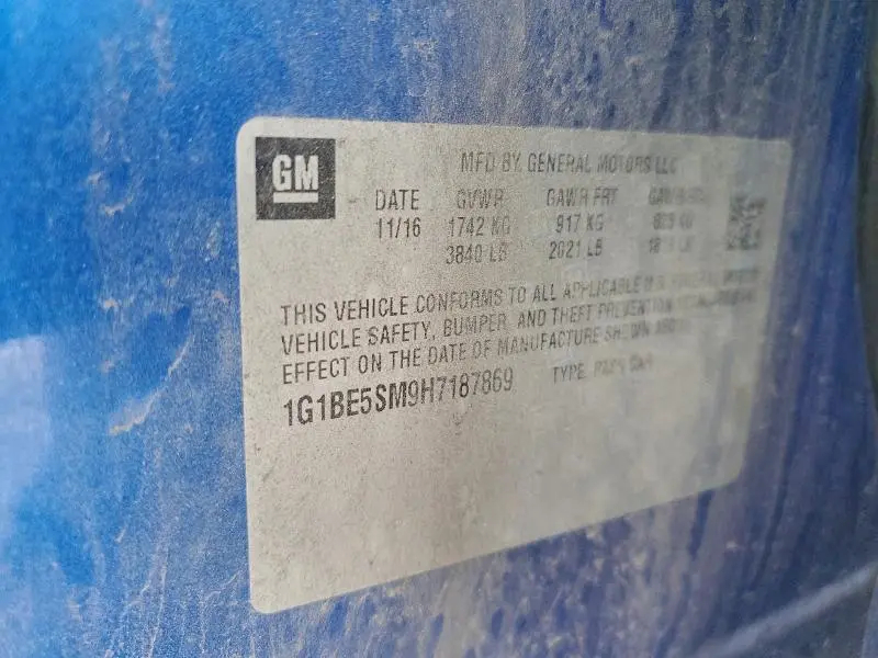 2017 CHEVROLET CRUZE LT  