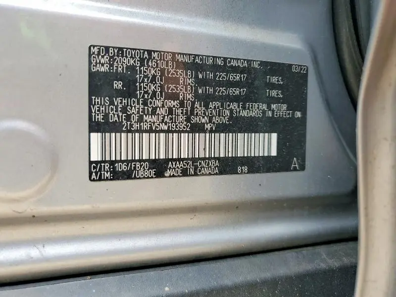 2022 TOYOTA RAV4 LE  