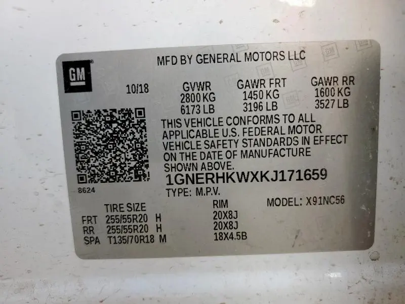 2019 CHEVROLET TRAVERSE LT