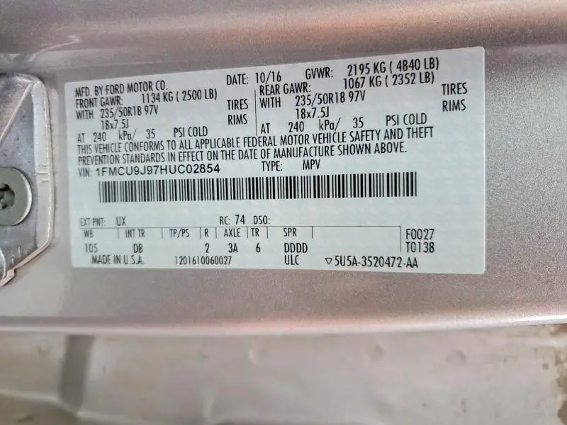 2017 FORD ESCAPE TITANIUM  