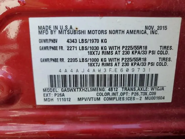 2015 MITSUBISHI RVR GT
