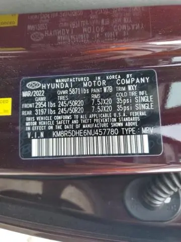 2022 HYUNDAI PALISADE LIMITED  