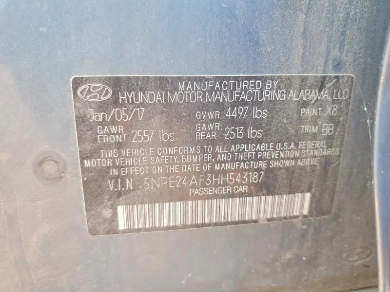 2017 HYUNDAI SONATA SE  