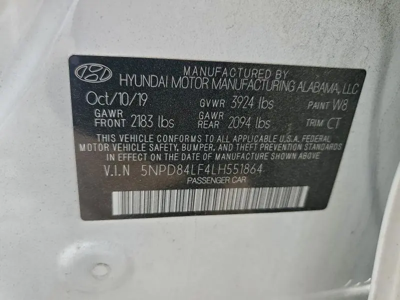 2020 HYUNDAI ELANTRA SEL  