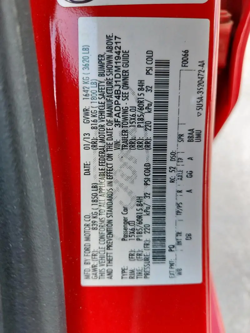 2013 FORD FIESTA SE  