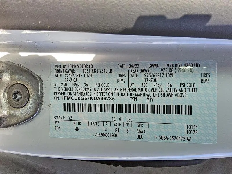 2022 FORD ESCAPE SE  