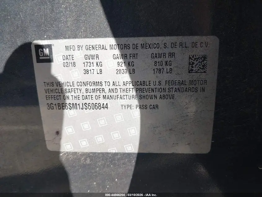 2018 CHEVROLET CRUZE LT AUTO