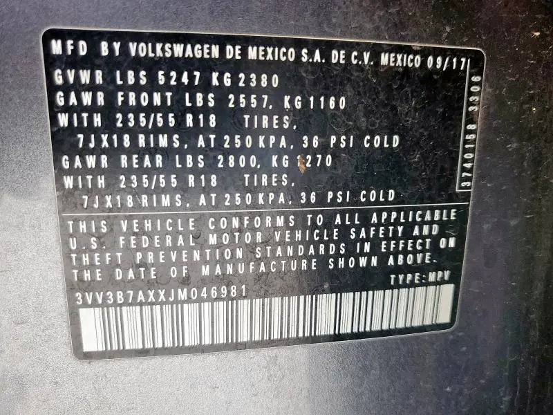 2018 VOLKSWAGEN TIGUAN SE  