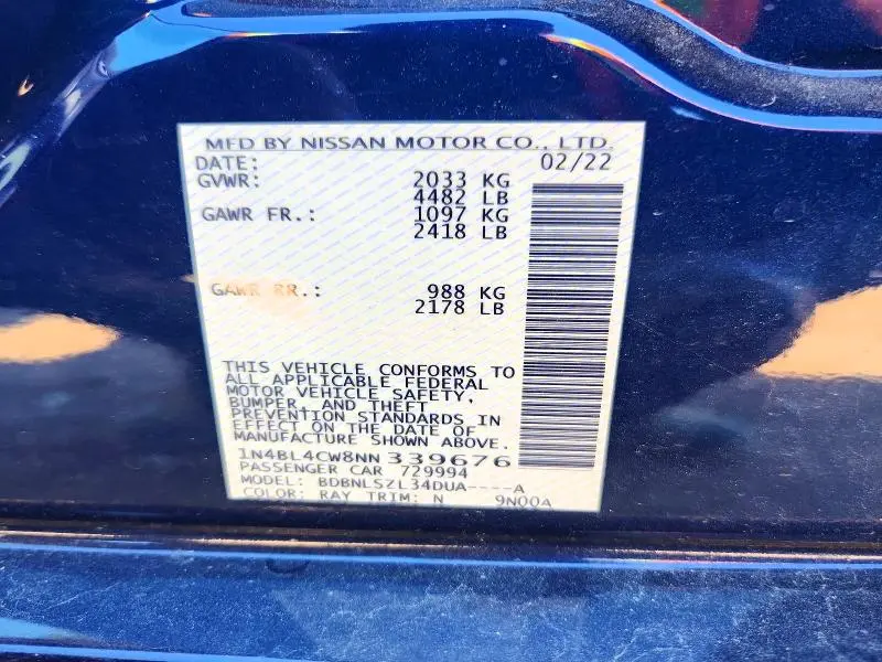 2022 NISSAN ALTIMA SR  