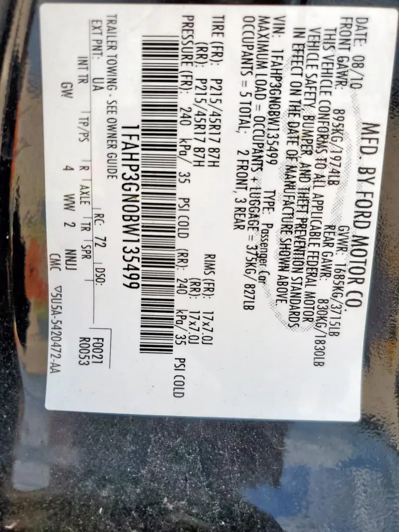 2011 FORD FOCUS SES  