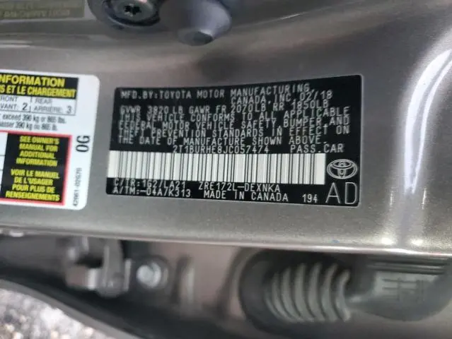 2018 TOYOTA COROLLA L  