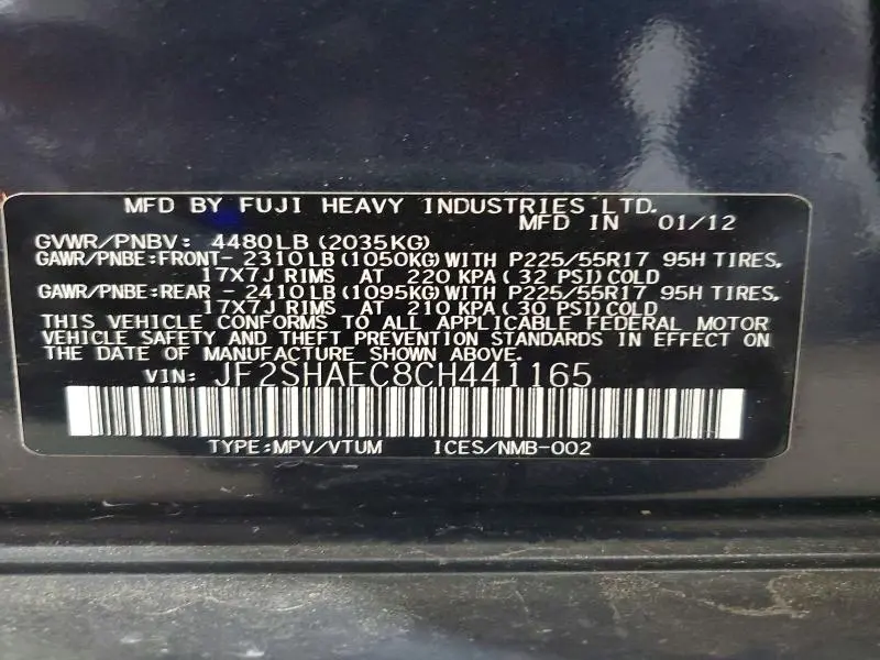 2012 SUBARU FORESTER LIMITED  