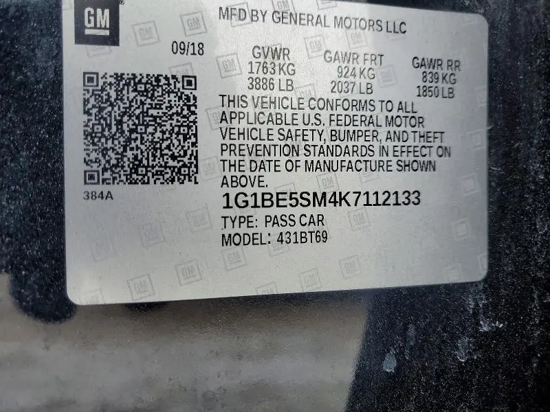 2019 CHEVROLET CRUZE LT  