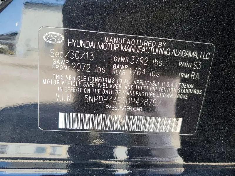 2013 HYUNDAI ELANTRA LIMITED  