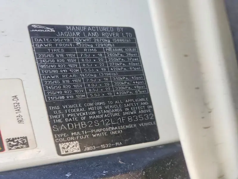 2020 JAGUAR I-PACE S  