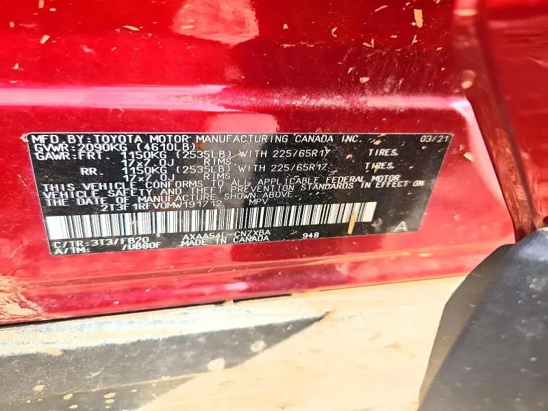 2021 TOYOTA RAV4 LE  