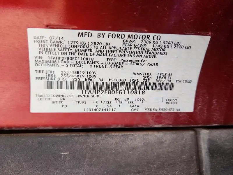 2015 FORD TAURUS LIMITED  