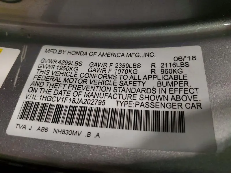 2018 HONDA ACCORD LX  