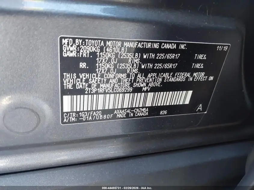 2020 TOYOTA RAV4 XLE