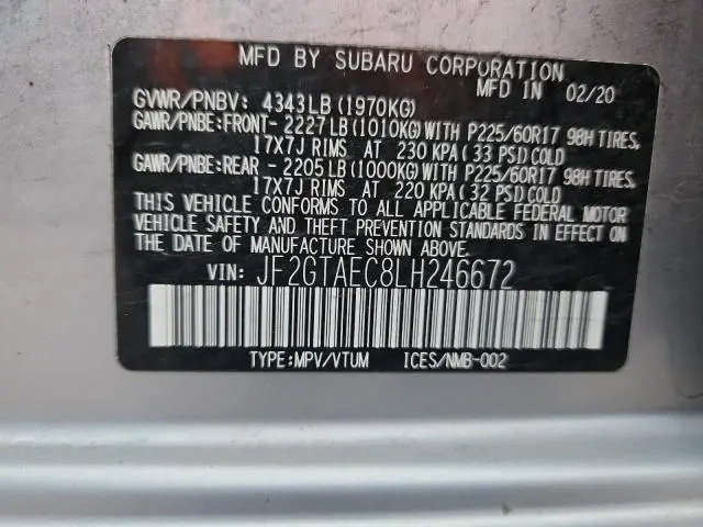 2020 SUBARU CROSSTREK PREMIUM  