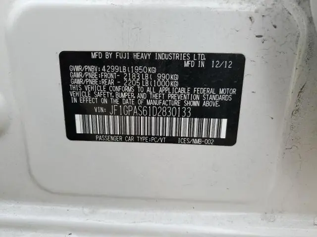 2013 SUBARU IMPREZA SPORT LIMITED  