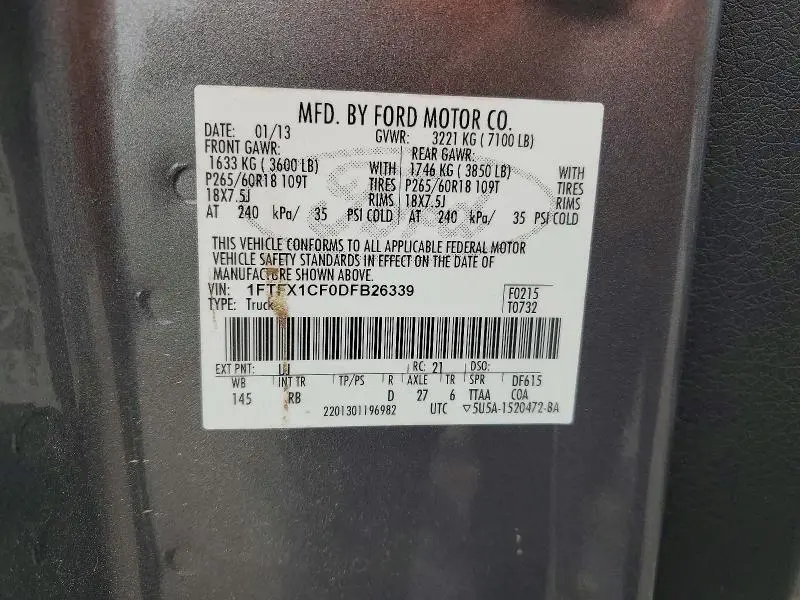 2013 FORD F150   