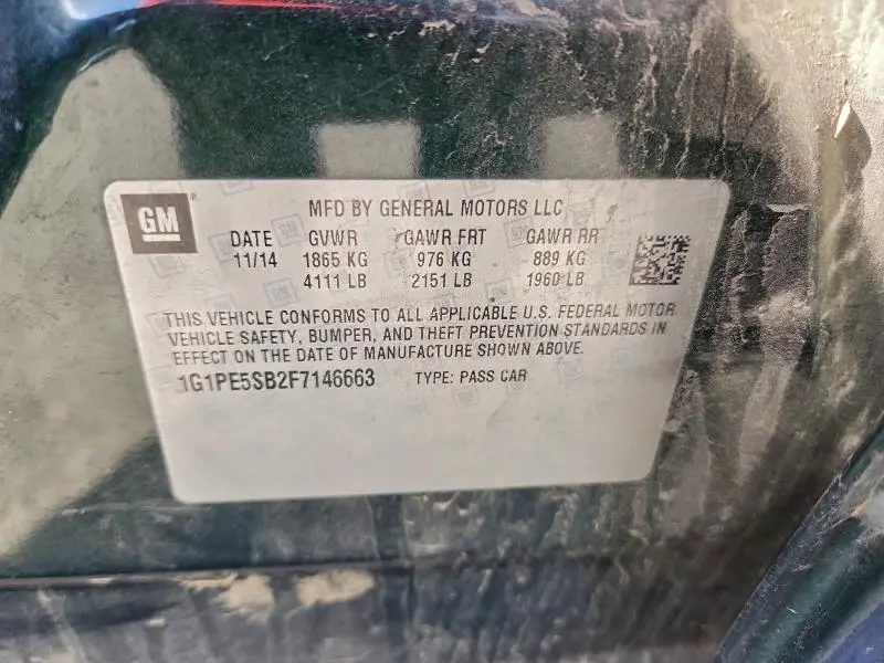 2015 CHEVROLET CRUZE LT  